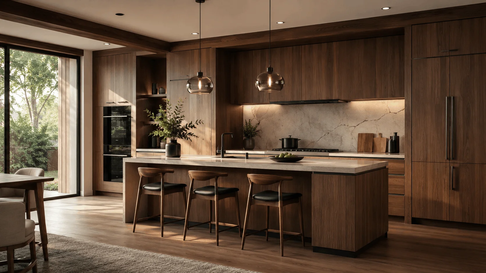 Cocina con acabado madera realizada en Gran Canaria